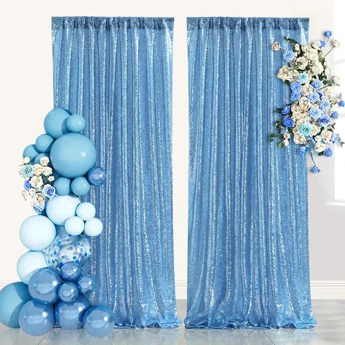 Miniatura 51 de Telón de fondo de lentejuelas moradas 2 paneles 2FTx8FT con purpurina telón de fondo cortinas para fiesta de Halloween fondo de fotos para bodas