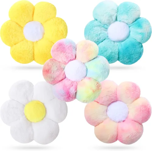 5 almohadas de flores de 12 x 12 pulgadas, bonita almohada de felpa con forma de flor, cojín de suelo, cojín de asiento, almohada casual y cómoda de