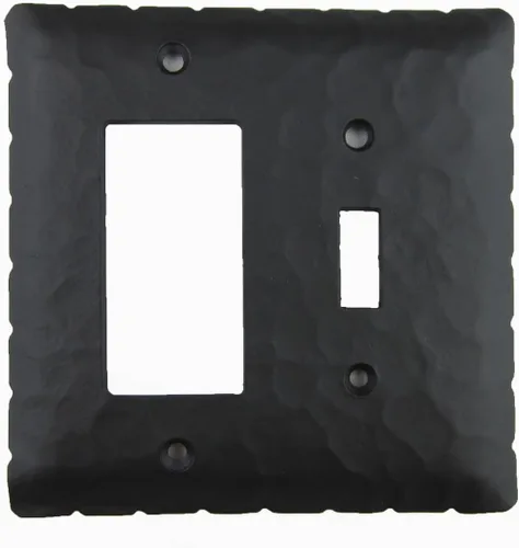 Rustic Rancho - Cubierta de placa de interruptor de hierro forjado EPH47 (negro)