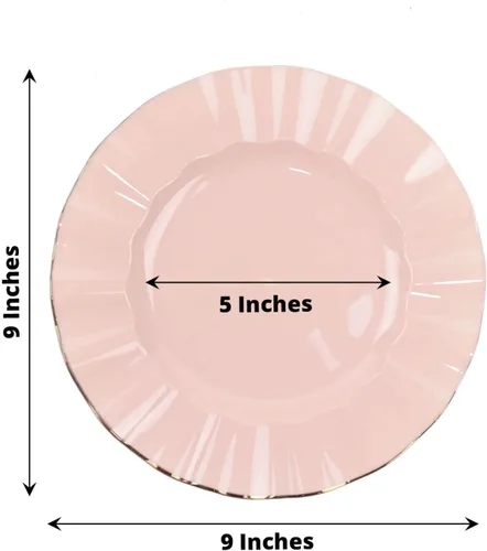 Miniatura 164 de Tableclothsfactory Paquete de 10 platos redondos de plástico negro de 6 pulgadas para ensalada de postre, platos desechables con borde ondulado