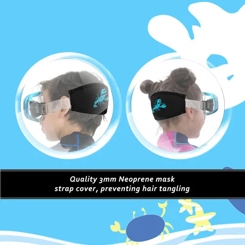 Miniatura 5 de OMGear Gafas de natación de silicona para niños, equipo de esnórquel para niños, gafas de esnórquel de vidrio templado con cubierta para la nariz