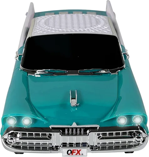 Miniatura 9 de QFX Altavoz Bluetooth 1959 Retro Classic para automóvil, altavoces duales de 2 pulgadas, enlace manos libres, micrófono incorporado, radio FM y Negro