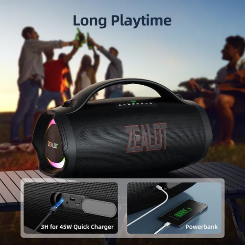 Miniatura 8 de ZEALOT Altavoz Bluetooth con subwoofer, altavoz inalámbrico fuerte con graves masivos, altavoces estéreo fuerte, 160 W RMS/200 W pico, IPX6