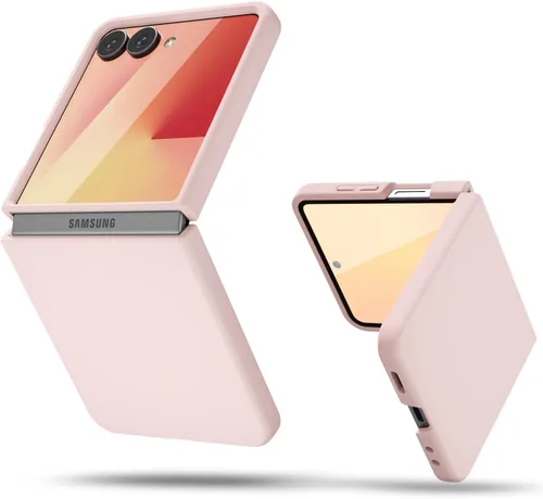Miniatura 26 de oakxco Funda para teléfono Samsung Galaxy Z Flip 4, agarre de silicona líquida, bonita fina delgada cubierta de gel TPU de goma suave lisa