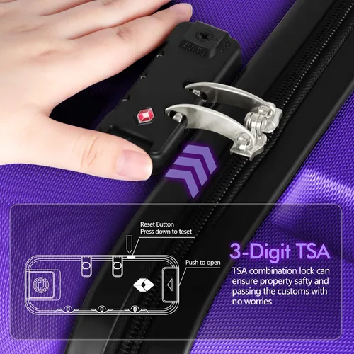 Miniatura 5 de AnyZip Maleta ligera de policarbonato ABS con 4 ruedas universales TSA Lock, Púrpura violeta