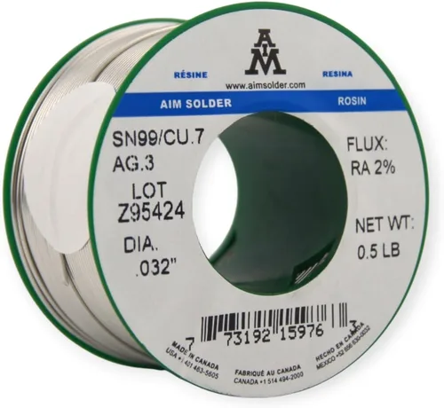 Miniatura 7 de AIM Soldadura sin plomo núcleo de colofonia alambre de soldadura Sn99 Ag0.3 Cu0.7 para soldadura eléctrica 0.032 pulgadas, 0.25lb