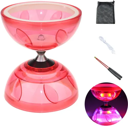 Miniatura 8 de Juego de yoyo diábolo chino – Triple rodamiento LED Diábolo yoyos juguetes malabares con palos de diablo, cuerda y bolsa de red, más fácil de Azul
