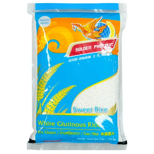 Golden Phoenix Arroz dulce tailandés – Arroz pegajoso prémium para postres o pasteles de arroz, ideal para dietas sin gluten, 5 libras (paquete de 1)