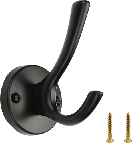 Toalla de baño negra mate resistente de latón resistente para colgar abrigos, sombreros, toallas para baños, dormitorio, cocina, ganchos para colgar