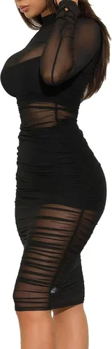 Miniatura 3 de LYANER Vestido de malla para mujer manga larga ajustado 3 piezas con pantalones cortos