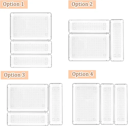 Miniatura 3 de Juego de 3 organizadores de cajones transparentes, bandejas versátiles para baño y tocador, bandejas de almacenamiento de cajones de acrílico