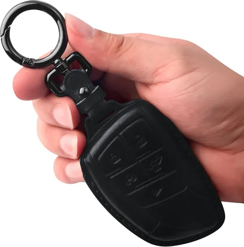 Miniatura 7 de Tukellen Funda para Llavero de Cuero Genuino Smart Key Holder Sleeve Compatible con 2021-2026 Chevy Chevrolet Colorado Equinox Silverado GMC Canyon