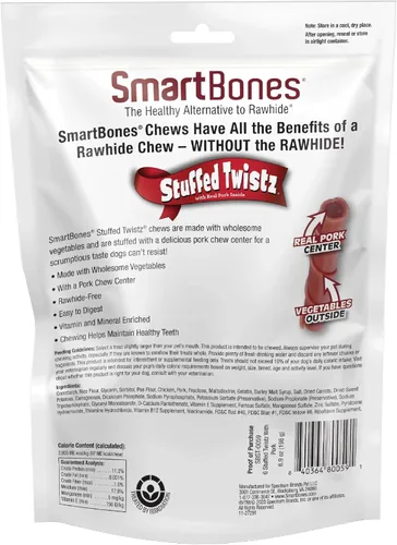Miniatura 2 de SmartBones - Twist Sticks rellenos con cerdo, 6 unidades, 6.9 onzas, masticables sin piel para perros hechos con pollo real y cerdo real