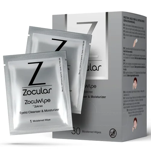 Zocular ZocuWipe Toallitas limpiadoras de párpados con complejo natural de okra - Limpiador diario suave de párpados y almohadillas hidratantes -
