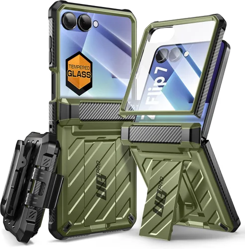 Miniatura 11 de SUPCASE Funda para Samsung Galaxy Z Flip 7 con soporte integrado y clip para cinturón (Unicorn Beetle Pro), [protección de bisagra]