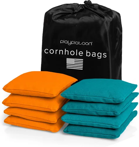 Miniatura 18 de Play Platoon Bolsas de Cornhole Resistentes a la Intemperie - Juego de 8 Bolsas de Frijoles Reglamentarias para Lanzar - Tamaño y Peso Profesional