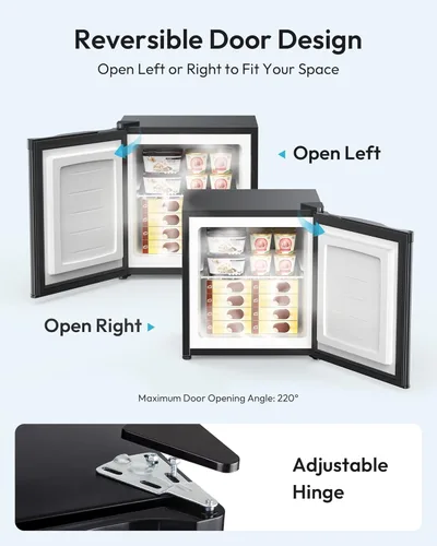 Miniatura 7 de EUHOMY Mini congelador de 1.1 pies cúbicos, encimera, congelador vertical compacto de una sola puerta con puerta reversible, estantes extraíbles