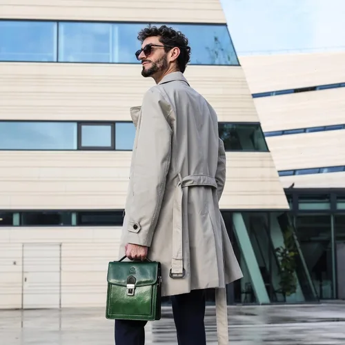 Miniatura 3 de Time Resistance Maletín pequeño de cuero para hombre - Bolso cruzado - Bolso bandolera de cuero italiano - Caja de regalo incluida