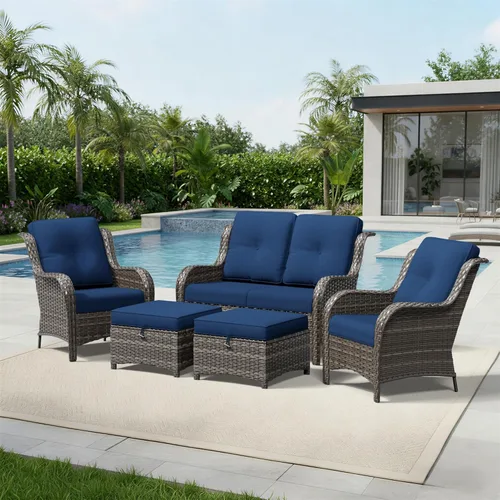 Miniatura 55 de Joyside Juego de sillas de mimbre para patio, juego de 3 piezas de mimbre para exteriores con 2 sillas reposabrazos y 1 mesa auxiliar para terraza