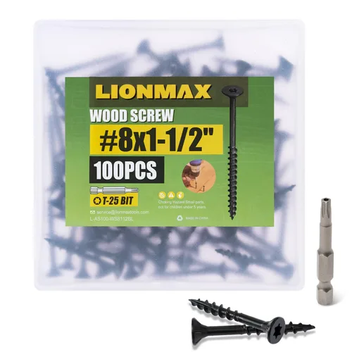 Miniatura 22 de LIONMAX Tornillos para madera de 1 pulgada, tornillos de cubierta #8 x 1, 1000 unidades, resistentes a la corrosión, revestimiento epoxi, tornillo