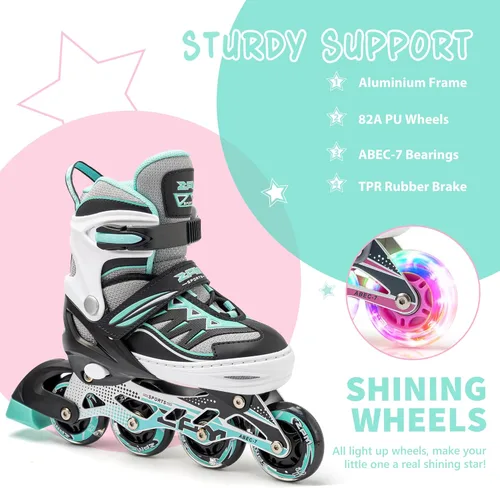Miniatura 4 de 2PM SPORTS - Patines en línea Cytia para niñas, ajustables, con ruedas iluminadas, rosa, con ruedas con luces, patines divertidos y parpadeantes