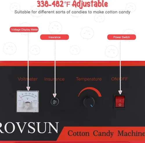 Miniatura 5 de ROVSUN Máquina comercial de algodón de azúcar de 21 pulgadas, máquina eléctrica de algodón de azúcar con cuenco de acero inoxidable, cuchara