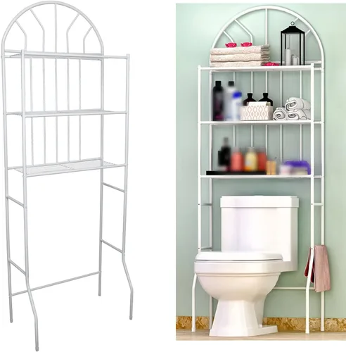Miniatura 8 de Estante de almacenamiento de 3 niveles sobre el inodoro, soporte organizador de baño, estante de metal ahorrador de espacio, estante independiente