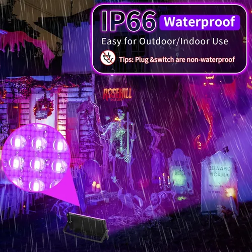 Miniatura 2 de Luces negras de 50 W con interruptor+enchufe, impermeable IP66, luz LED de inundación de luz negra para fiesta brillante, Halloween, dormitorio