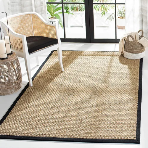 Miniatura 155 de Safavieh Natural Fiber NF114P - Alfombra redonda de hierba marina, tejido de canasta, con borde, de 244 cm, color gris Natural/ gris