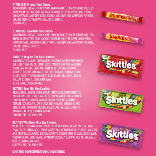 Miniatura 9 de SKITTLES & STARBURST - Surtido de caramelos de tamaño completo 37.05 onzas. Caja de 18