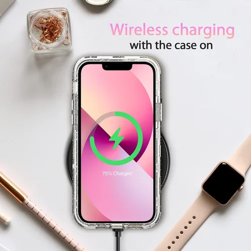 Miniatura 7 de Funda protectora completa con purpurina cristalina para iPhone 13 Pro Max híbrida 3 en 1, resistente a prueba de golpes, para mujeres y niñas