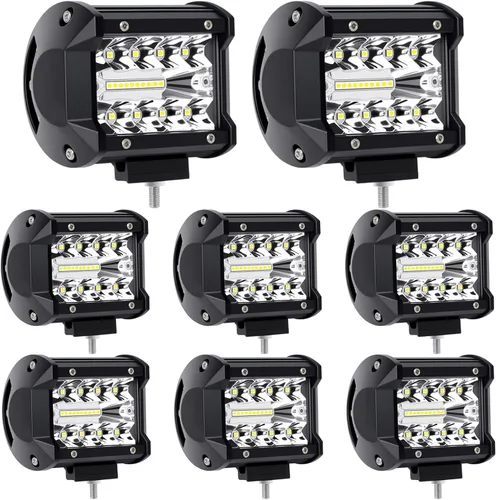 Miniatura 9 de Turboo - Cápsulas LED, barra de luz LED de 4 pulgadas, luz de flash ámbar, 2 unidades de 12000 lúmenes, luz todoterreno de triple fila, combo