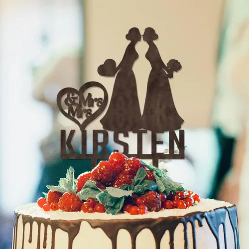 Miniatura 11 de Decoración para tarta de boda con silueta lesbiana del mismo sexo, decoración para tartas de compromiso para ella y ella, decoración para tartas