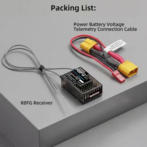 Miniatura 8 de Radiolink R8FG V2.2 - Receptor de giroscopio de 8 canales, 2 piezas, telemetría de voltaje de control de largo alcance de 2.4 GHz, 1,968.5 ft