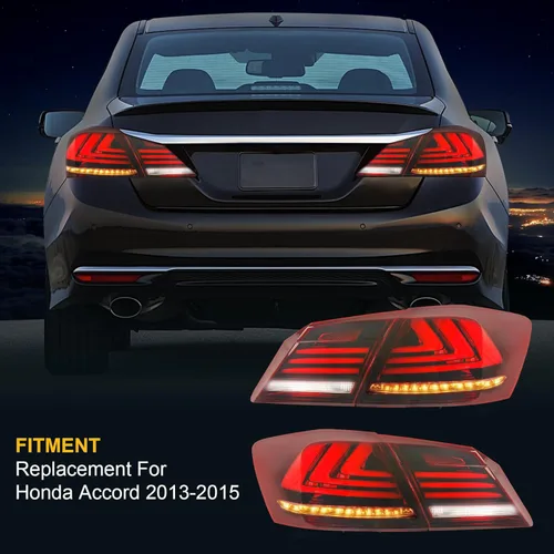 Miniatura 3 de Conjunto de luces traseras LED de repuesto para Honda Accord Sedán de 4 puertas 2013 2014 2015, lámparas traseras rojas transparentes con señal