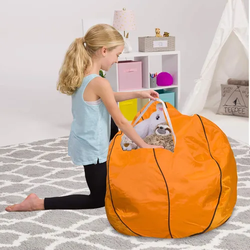 Miniatura 76 de Posh Stuffable - Sillón puff con almacenamiento para niños, contenedor de animales de peluche, organizador de juguetes de niños Lona rayas verde