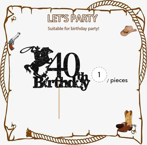 Miniatura 2 de Cowboy - Decoración para pastel de cumpleaños 40 para hombres, decoración de pastel de cumpleaños 40 para hombres, decoración de pastel