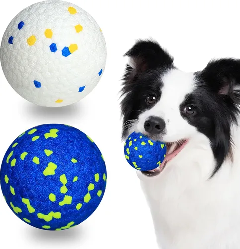Paquete de 2 pelotas hinchables para perros, juguetes indestructibles de 3 pulgadas para masticadores agresivos, pelotas de tenis alegres al aire