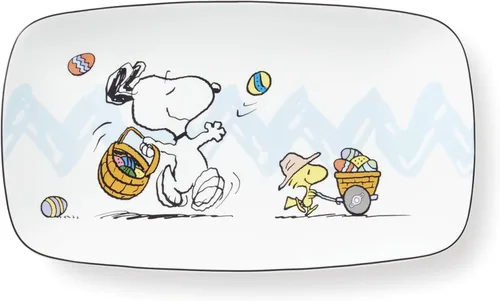 Lenox 896632 Bandeja para Huevos Endiablados de Snoopy de Pascua de Peanuts, Vajilla de Primavera