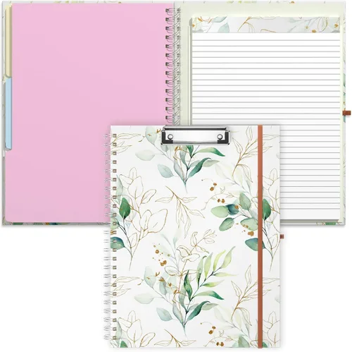 Miniatura 24 de Rimilak Spiral Clipboard Folio with Refillable Lined Notepad, 14.5 x 9.8 In, Hardcover Cover with 5 Interior Pockets, Elastic Band and Pen Loop