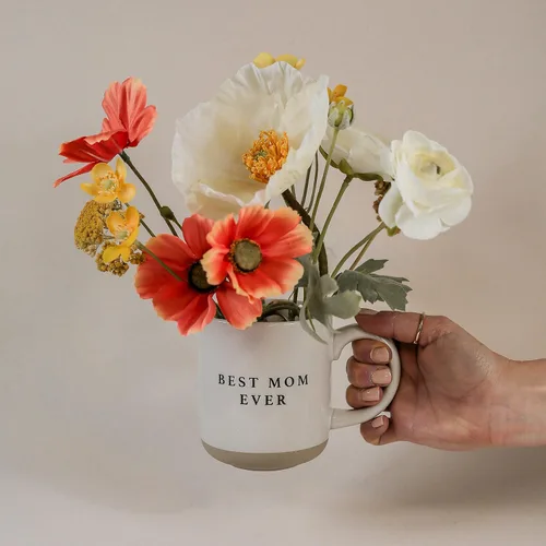 Miniatura 6 de Sweet Water Decor Las mejores tazas de café de gres para mamá - 14 onzas, lindas tazas de café para bebidas calientes y frías - Aptas