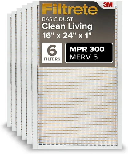 Miniatura 18 de Filtrete Filtro de aire de 12 x 30 x 1, MPR 300, MERV 5, Clean Living Basic Dust Filtros de aire plisados de 1 pulgada (3 meses), 6 filtros