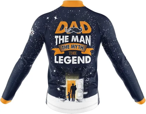 Miniatura 2 de ZOLO GIFTS Mens Cycling Jersey, Dad The Man The Myth The Legend with Navy Blue, Long Sleeve Bike Shirt with Pockets