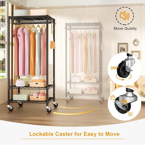 Miniatura 3 de FUTASSI P6 - Mini perchero con ruedas para colgar ropa, resistente y portátil, con ruedas, carga máxima de 360 libras, 23.6 pulgadas de ancho x 14