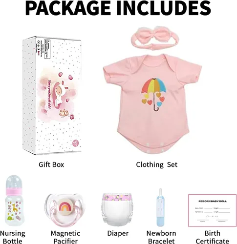 Miniatura 6 de SCOM Muñecas realistas de bebé Reborn – Meadow - Muñecas realistas de 18 pulgadas para niña recién nacida, cuerpo de tela, extremidades de vinilo