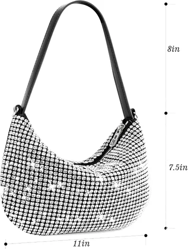 Miniatura 4 de Montana West Bolsa de lentejuelas brillantes para fiesta de noche, bolsa de diamantes de imitación, bolso de mano cruzado para mujer