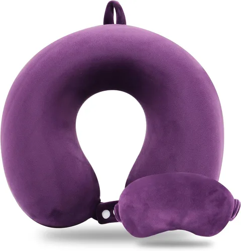 Miniatura 13 de Sexysamba Juego de almohadas de viaje de espuma viscoelástica pura para adultos, funda cómoda y extraíble, lavable a máquina, almohada de soporte