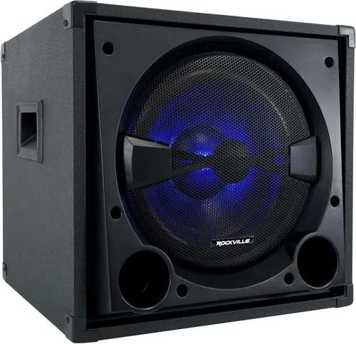 Rockville BASS Blaster 12 - Subwoofer de audio doméstico alimentado de 800 W, woofer de alto grado de 12 pulgadas con imán Y30, cruce ajustable,