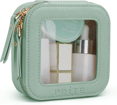 Miniatura 11 de Prite Bolsa de maquillaje transparente, estuche organizador de cosméticos, bolsa de aseo de viaje impermeable, bolsa para el cuidado de la piel