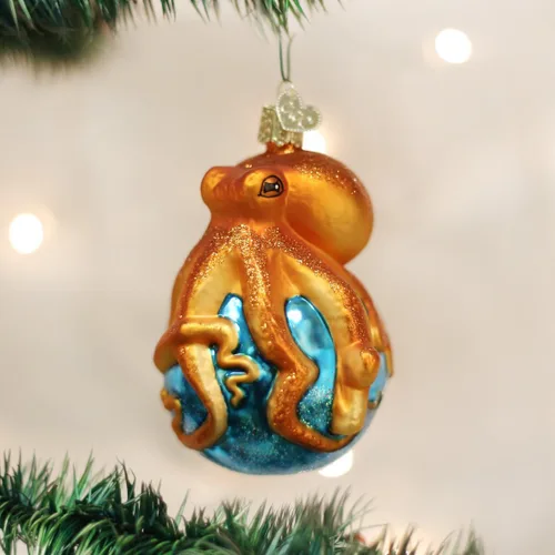 Miniatura 2 de Old World Christmas - Adornos de Navidad: Adornos de animales marinos y acuáticos de vidrio soplado para árbol de Navidad, pulpo